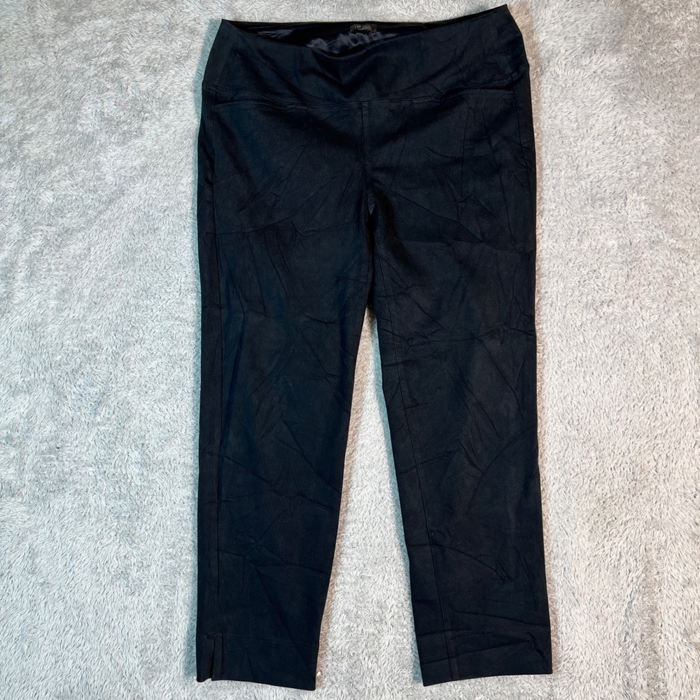 J. Jill Wearever Black Pull On Slim Leg Pants XL Side Slit Stretch Travel 1775